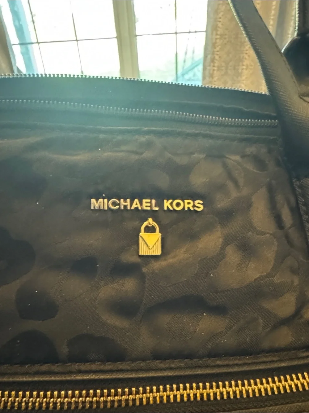 Michael Kors Black Signature Shoulder bag with Gold Hardware
